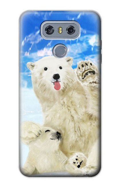 W3794 Arctic Polar Bear in Love with Seal Paint Hülle Schutzhülle Taschen und Leder Flip für LG G6