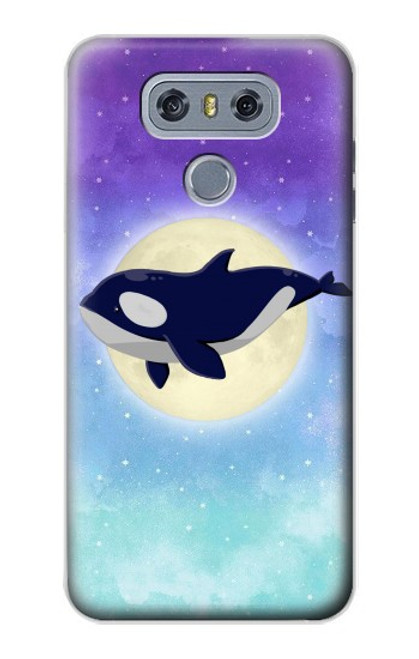 W3807 Killer Whale Orca Moon Pastel Fantasy Hülle Schutzhülle Taschen und Leder Flip für LG G6