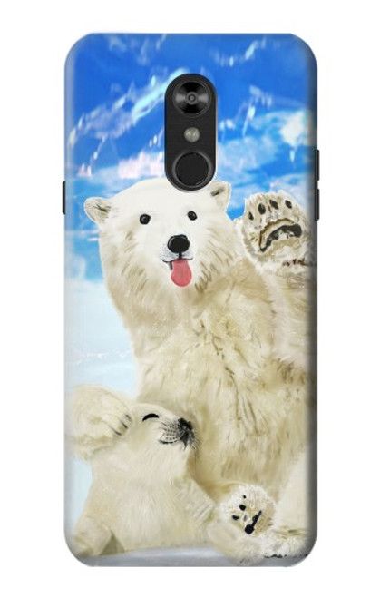 W3794 Arctic Polar Bear in Love with Seal Paint Hülle Schutzhülle Taschen und Leder Flip für LG Q Stylo 4, LG Q Stylus