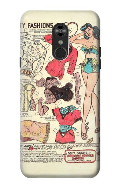 W3820 Vintage Cowgirl Fashion Paper Doll Hülle Schutzhülle Taschen und Leder Flip für LG Q Stylo 4, LG Q Stylus