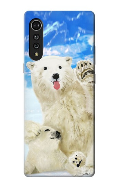 W3794 Arctic Polar Bear in Love with Seal Paint Hülle Schutzhülle Taschen und Leder Flip für LG Velvet