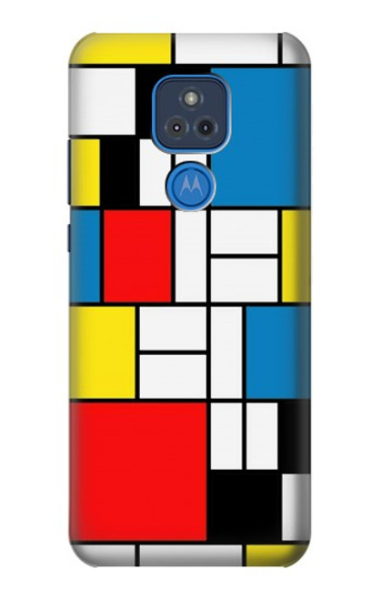 W3814 Piet Mondrian Line Art Composition Hülle Schutzhülle Taschen und Leder Flip für Motorola Moto G Play (2021)