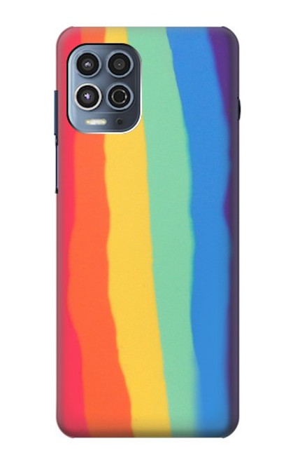 W3799 Cute Vertical Watercolor Rainbow Hülle Schutzhülle Taschen und Leder Flip für Motorola Moto G100