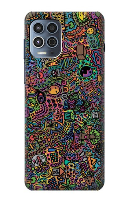 W3815 Psychedelic Art Hülle Schutzhülle Taschen und Leder Flip für Motorola Moto G100