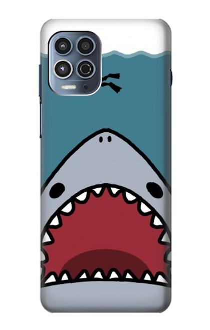 W3825 Cartoon Shark Sea Diving Hülle Schutzhülle Taschen und Leder Flip für Motorola Moto G100