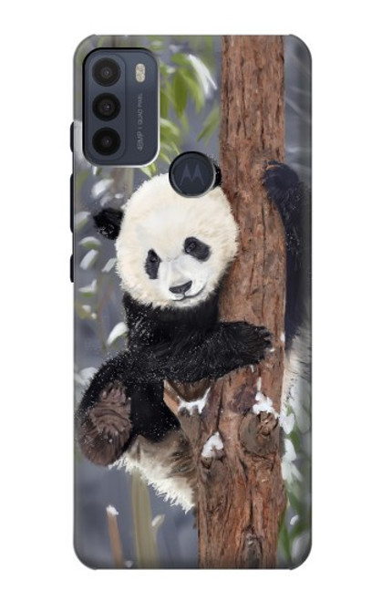 W3793 Cute Baby Panda Snow Painting Hülle Schutzhülle Taschen und Leder Flip für Motorola Moto G50