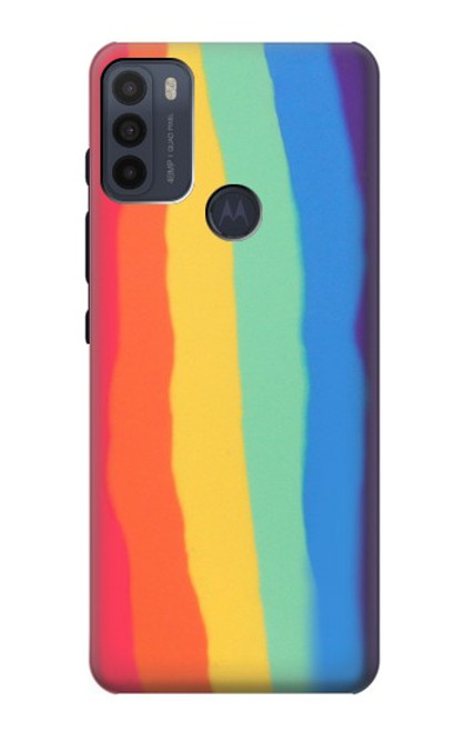 W3799 Cute Vertical Watercolor Rainbow Hülle Schutzhülle Taschen und Leder Flip für Motorola Moto G50