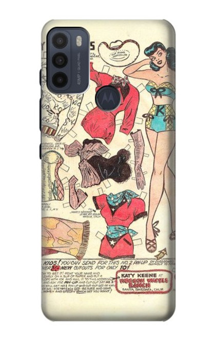 W3820 Vintage Cowgirl Fashion Paper Doll Hülle Schutzhülle Taschen und Leder Flip für Motorola Moto G50