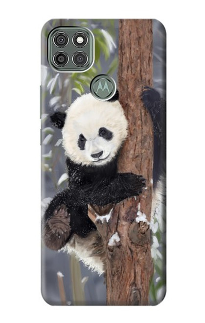 W3793 Cute Baby Panda Snow Painting Hülle Schutzhülle Taschen und Leder Flip für Motorola Moto G9 Power