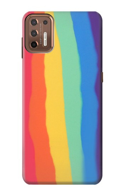 W3799 Cute Vertical Watercolor Rainbow Hülle Schutzhülle Taschen und Leder Flip für Motorola Moto G9 Plus