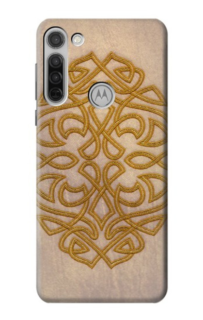 W3796 Celtic Knot Hülle Schutzhülle Taschen und Leder Flip für Motorola Moto G8