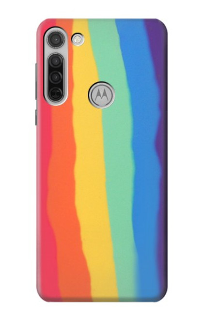W3799 Cute Vertical Watercolor Rainbow Hülle Schutzhülle Taschen und Leder Flip für Motorola Moto G8