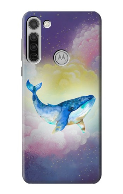 W3802 Dream Whale Pastel Fantasy Hülle Schutzhülle Taschen und Leder Flip für Motorola Moto G8