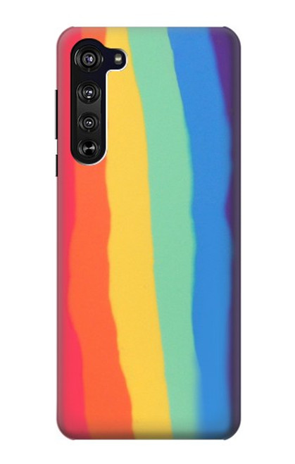 W3799 Cute Vertical Watercolor Rainbow Hülle Schutzhülle Taschen und Leder Flip für Motorola Edge