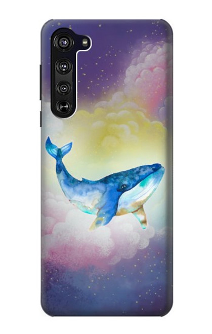 W3802 Dream Whale Pastel Fantasy Hülle Schutzhülle Taschen und Leder Flip für Motorola Edge