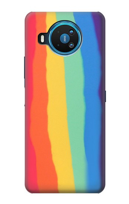 W3799 Cute Vertical Watercolor Rainbow Hülle Schutzhülle Taschen und Leder Flip für Nokia 8.3 5G