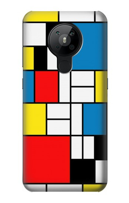 W3814 Piet Mondrian Line Art Composition Hülle Schutzhülle Taschen und Leder Flip für Nokia 5.3