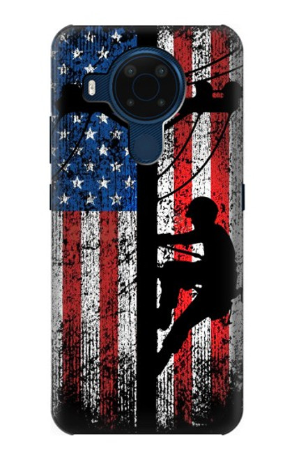 W3803 Electrician Lineman American Flag Hülle Schutzhülle Taschen und Leder Flip für Nokia 5.4