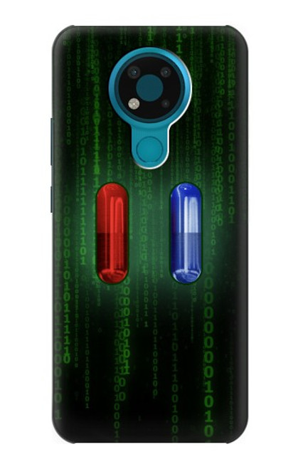 W3816 Red Pill Blue Pill Capsule Hülle Schutzhülle Taschen und Leder Flip für Nokia 3.4