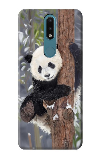 W3793 Cute Baby Panda Snow Painting Hülle Schutzhülle Taschen und Leder Flip für Nokia 2.4