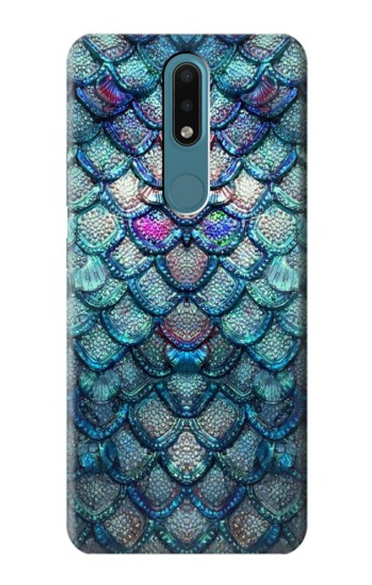 W3809 Mermaid Fish Scale Hülle Schutzhülle Taschen und Leder Flip für Nokia 2.4
