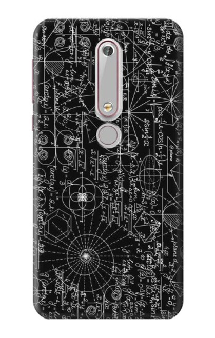 W3808 Mathematics Blackboard Hülle Schutzhülle Taschen und Leder Flip für Nokia 6.1, Nokia 6 2018