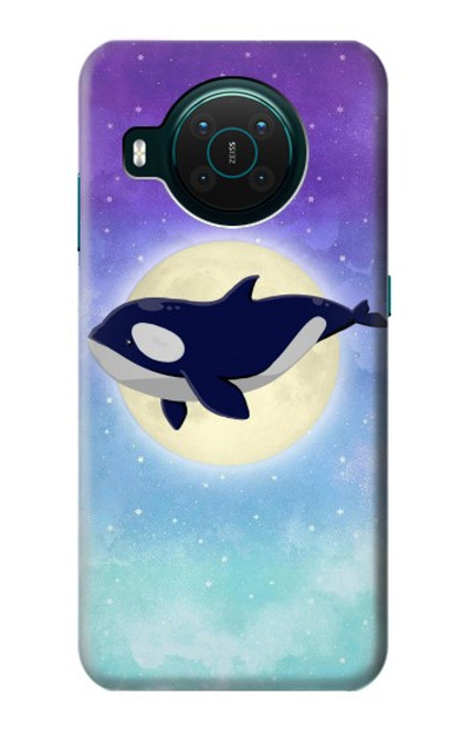 W3807 Killer Whale Orca Moon Pastel Fantasy Hülle Schutzhülle Taschen und Leder Flip für Nokia X10