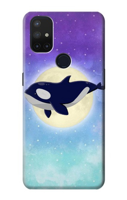 W3807 Killer Whale Orca Moon Pastel Fantasy Hülle Schutzhülle Taschen und Leder Flip für OnePlus Nord N10 5G