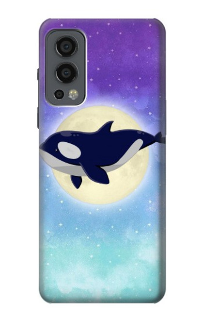 W3807 Killer Whale Orca Moon Pastel Fantasy Hülle Schutzhülle Taschen und Leder Flip für OnePlus Nord 2 5G