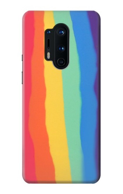 W3799 Cute Vertical Watercolor Rainbow Hülle Schutzhülle Taschen und Leder Flip für OnePlus 8 Pro