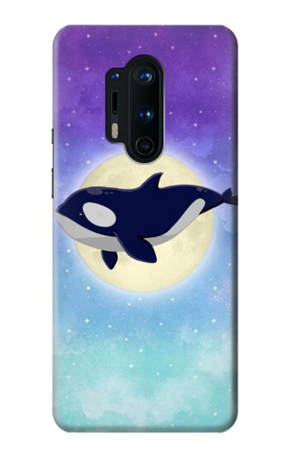 W3807 Killer Whale Orca Moon Pastel Fantasy Hülle Schutzhülle Taschen und Leder Flip für OnePlus 8 Pro