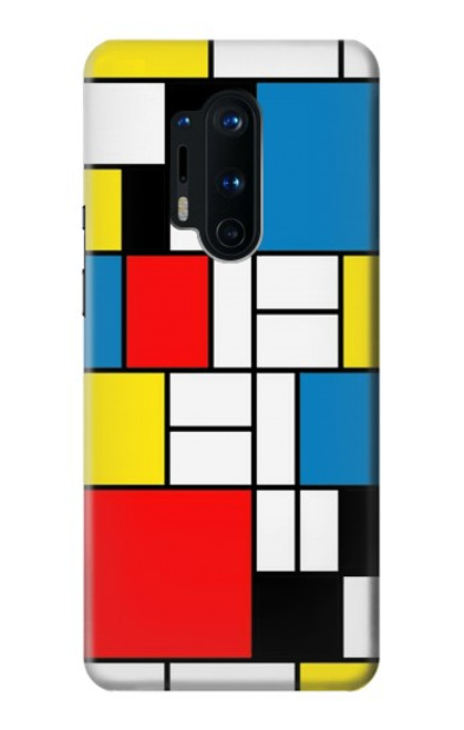 W3814 Piet Mondrian Line Art Composition Hülle Schutzhülle Taschen und Leder Flip für OnePlus 8 Pro