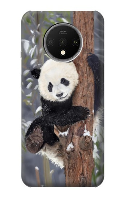 W3793 Cute Baby Panda Snow Painting Hülle Schutzhülle Taschen und Leder Flip für OnePlus 7T
