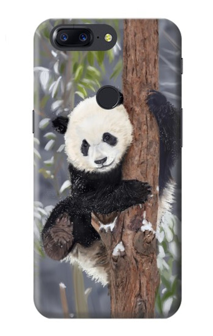 W3793 Cute Baby Panda Snow Painting Hülle Schutzhülle Taschen und Leder Flip für OnePlus 5T