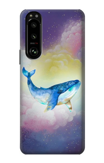 W3802 Dream Whale Pastel Fantasy Hülle Schutzhülle Taschen und Leder Flip für Sony Xperia 5 III