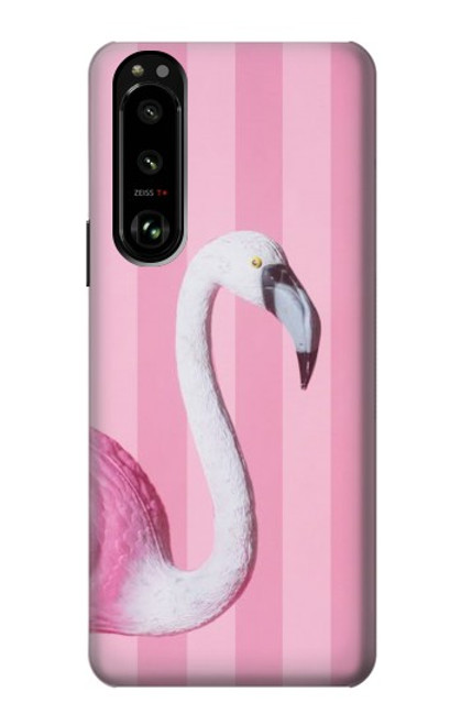 W3805 Flamingo Pink Pastel Hülle Schutzhülle Taschen und Leder Flip für Sony Xperia 5 III