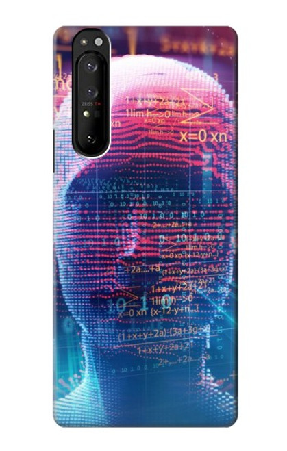 W3800 Digital Human Face Hülle Schutzhülle Taschen und Leder Flip für Sony Xperia 1 III