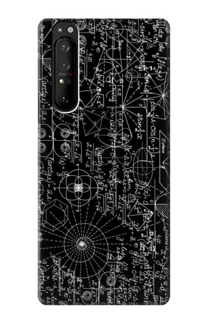 W3808 Mathematics Blackboard Hülle Schutzhülle Taschen und Leder Flip für Sony Xperia 1 III