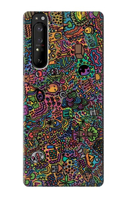 W3815 Psychedelic Art Hülle Schutzhülle Taschen und Leder Flip für Sony Xperia 1 III