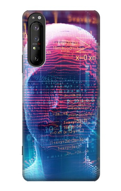 W3800 Digital Human Face Hülle Schutzhülle Taschen und Leder Flip für Sony Xperia 1 II