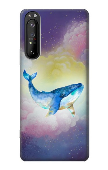 W3802 Dream Whale Pastel Fantasy Hülle Schutzhülle Taschen und Leder Flip für Sony Xperia 1 II