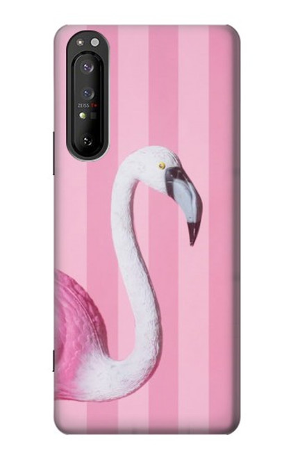 W3805 Flamingo Pink Pastel Hülle Schutzhülle Taschen und Leder Flip für Sony Xperia 1 II