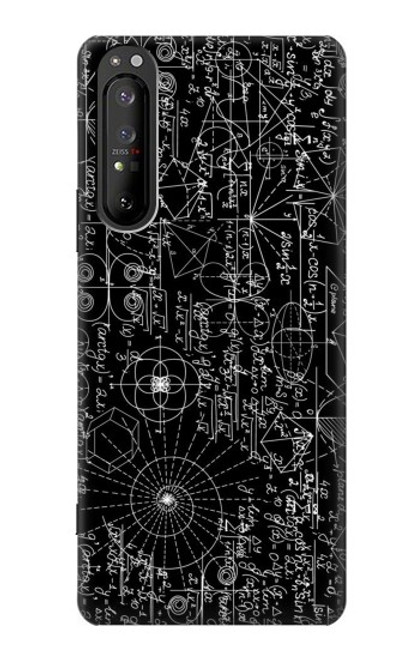 W3808 Mathematics Blackboard Hülle Schutzhülle Taschen und Leder Flip für Sony Xperia 1 II