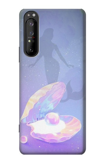 W3823 Beauty Pearl Mermaid Hülle Schutzhülle Taschen und Leder Flip für Sony Xperia 1 II