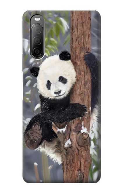 W3793 Cute Baby Panda Snow Painting Hülle Schutzhülle Taschen und Leder Flip für Sony Xperia 10 II