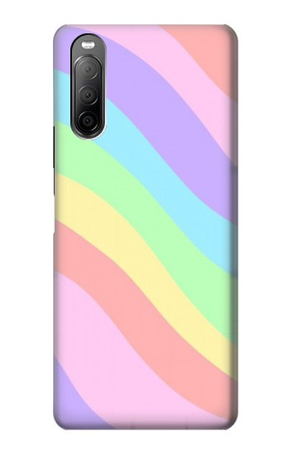 W3810 Pastel Unicorn Summer Wave Hülle Schutzhülle Taschen und Leder Flip für Sony Xperia 10 II