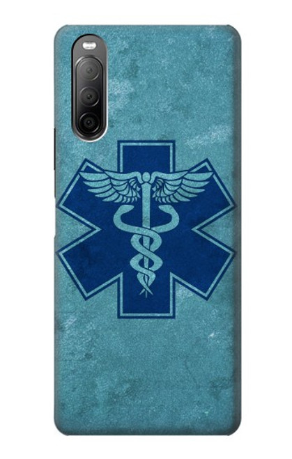 W3824 Caduceus Medical Symbol Hülle Schutzhülle Taschen und Leder Flip für Sony Xperia 10 II