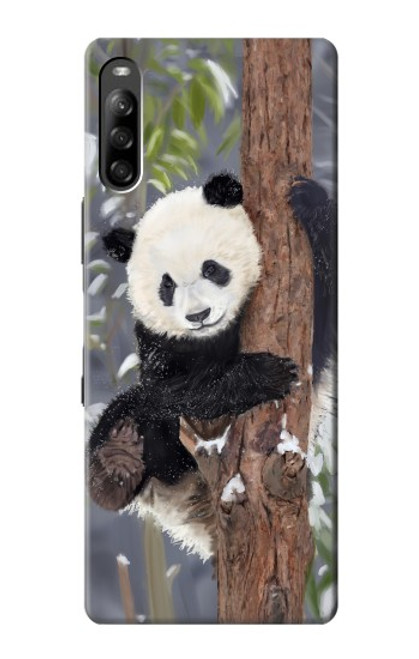 W3793 Cute Baby Panda Snow Painting Hülle Schutzhülle Taschen und Leder Flip für Sony Xperia L4