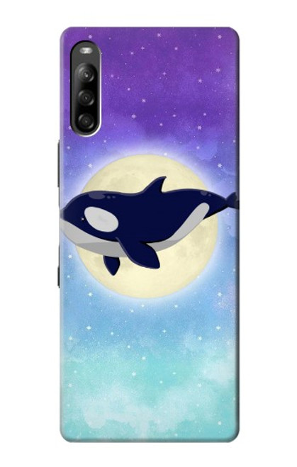 W3807 Killer Whale Orca Moon Pastel Fantasy Hülle Schutzhülle Taschen und Leder Flip für Sony Xperia L4