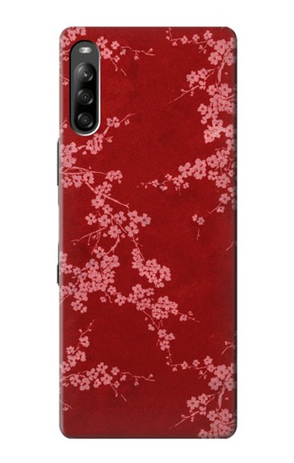 W3817 Red Floral Cherry blossom Pattern Hülle Schutzhülle Taschen und Leder Flip für Sony Xperia L4
